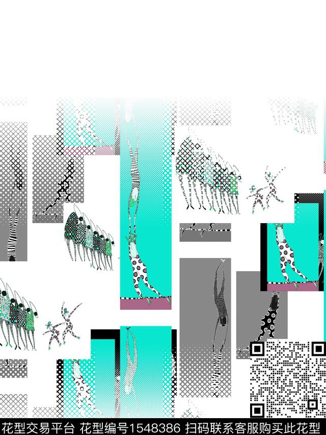 定位花几何抽象男装数码印花华亿平台下载（图片编号: 1548386） - 瓦栏（Walan）