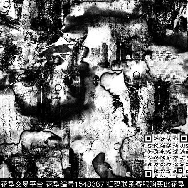 抽象肌理抽象男装数码印花华亿平台下载（图片编号: 1548387） - 瓦栏（Walan）