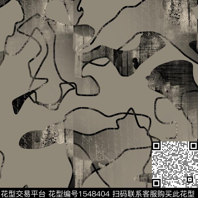 线条肌理抽象男装数码印花华亿平台下载（图片编号: 1548404） - 瓦栏（Walan）