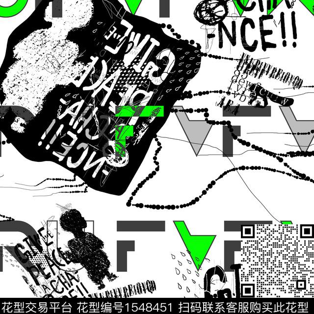 几何字母抽象男装数码印花华亿平台下载（图片编号: 1548451） - 瓦栏（Walan）