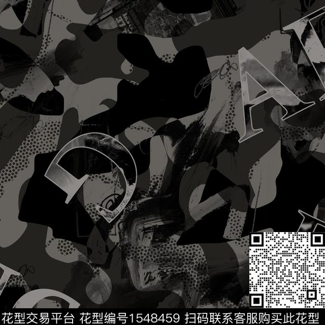 字母抽象男装数码印花华亿平台下载（图片编号: 1548459） - 瓦栏（Walan）