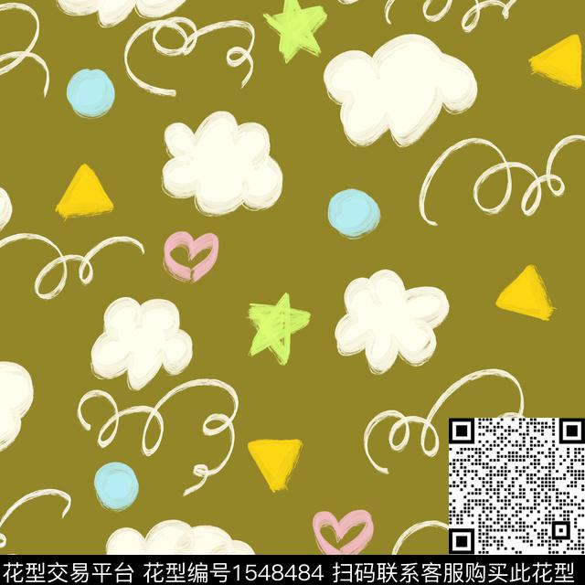 云朵趣味几何数码印花华亿平台下载（图片编号: 1548484） - 瓦栏（Walan）