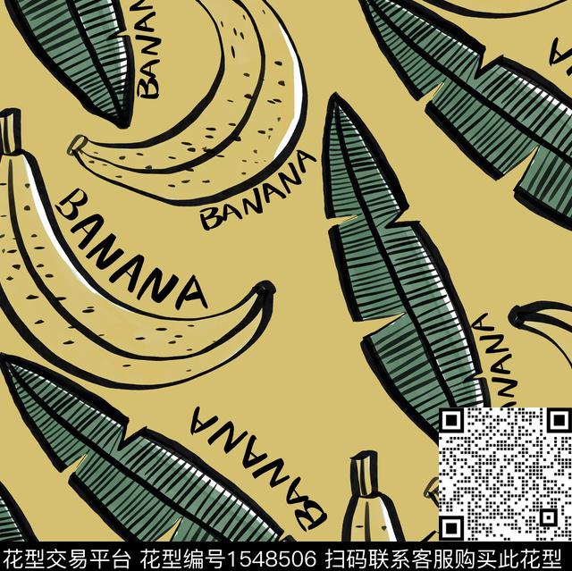 字母香蕉热带华亿平台数码印花华亿平台下载（图片编号: 1548506） - 瓦栏（Walan）