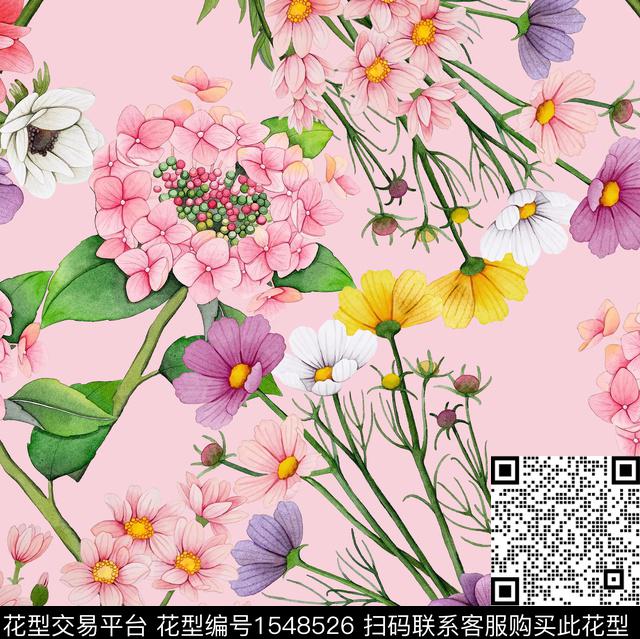 油画华亿平台连衣裙粉红数码印花华亿平台下载（图片编号: 1548526） - 瓦栏（Walan）