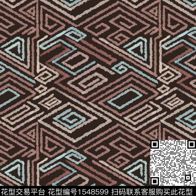 线条格子几何传统印花华亿平台下载（图片编号: 1548599） - 瓦栏（Walan）