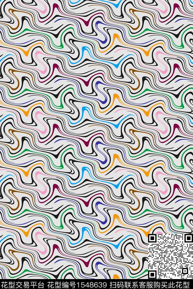 抽象水波纹条纹数码印花华亿平台下载（图片编号: 1548639） - 瓦栏（Walan）