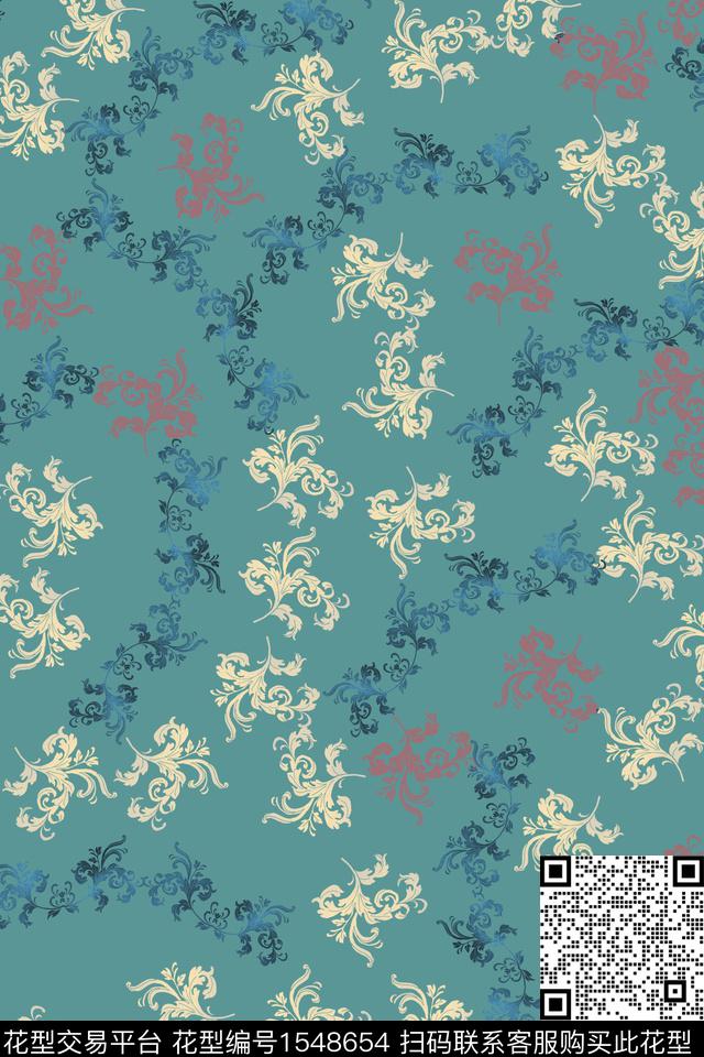 复古花纹古典花纹数码印花华亿平台下载（图片编号: 1548654） - 瓦栏（Walan）