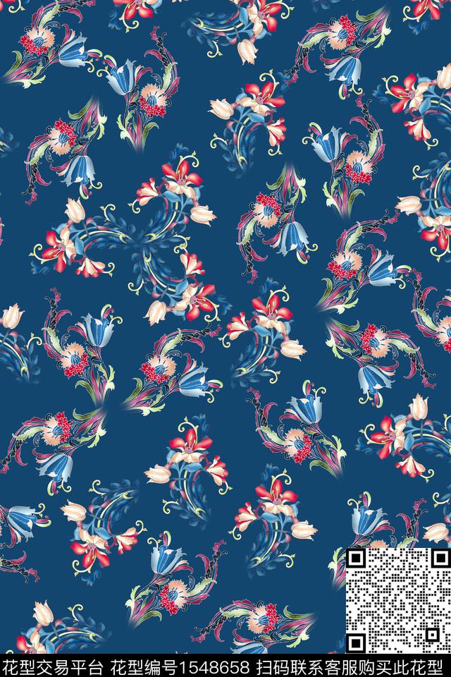 花卉满版散花小碎花数码印花华亿平台下载（图片编号: 1548658） - 瓦栏（Walan）