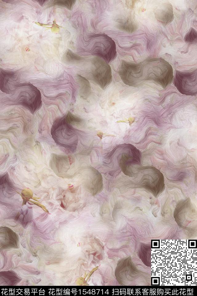 肌理抽象女装数码印花华亿平台下载（图片编号: 1548714） - 瓦栏（Walan）