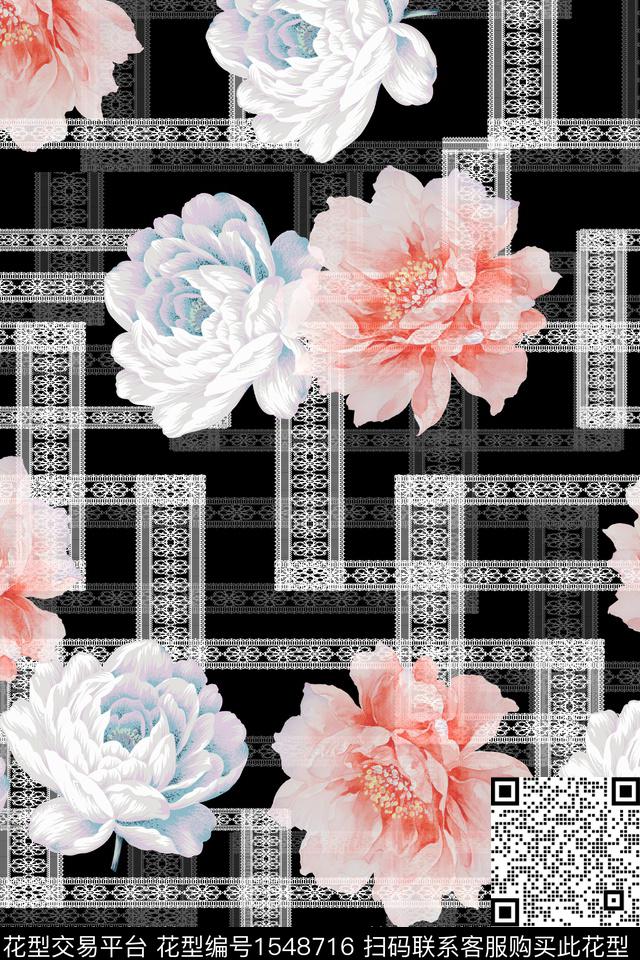 花卉花边大花数码印花华亿平台下载（图片编号: 1548716） - 瓦栏（Walan）