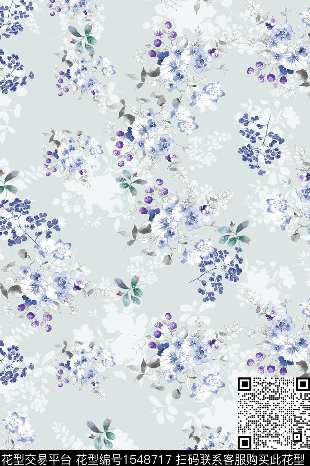 花卉小碎花水彩数码印花华亿平台下载（图片编号: 1548717） - 瓦栏（Walan）