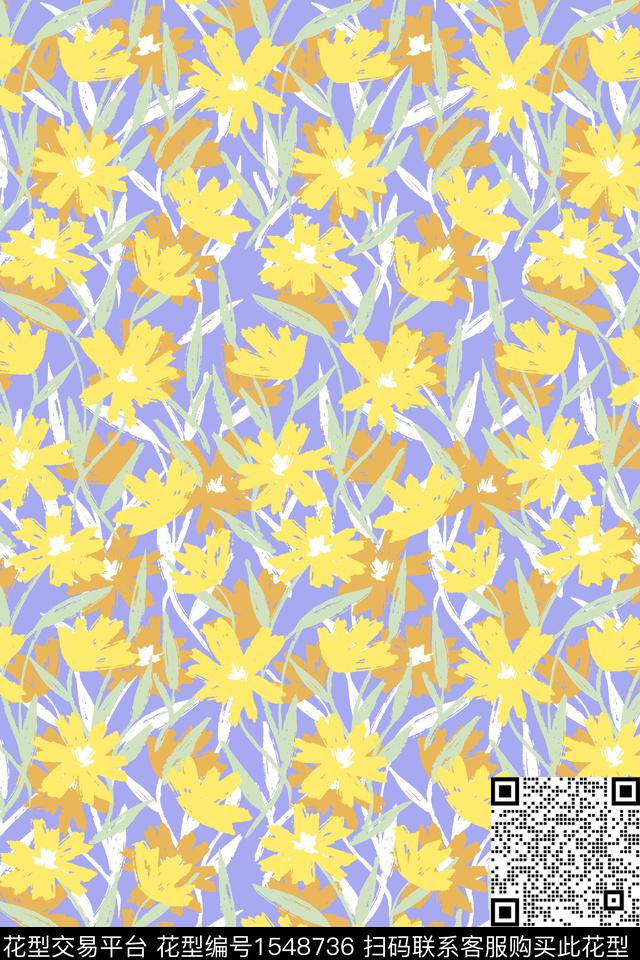 抽象花卉小碎花花卉数码印花华亿平台下载（图片编号: 1548736） - 瓦栏（Walan）