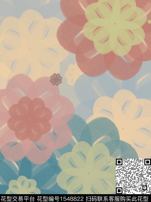 花卉定位大花数码印花华亿平台下载（图片编号: 1548822） - 瓦栏（Walan）