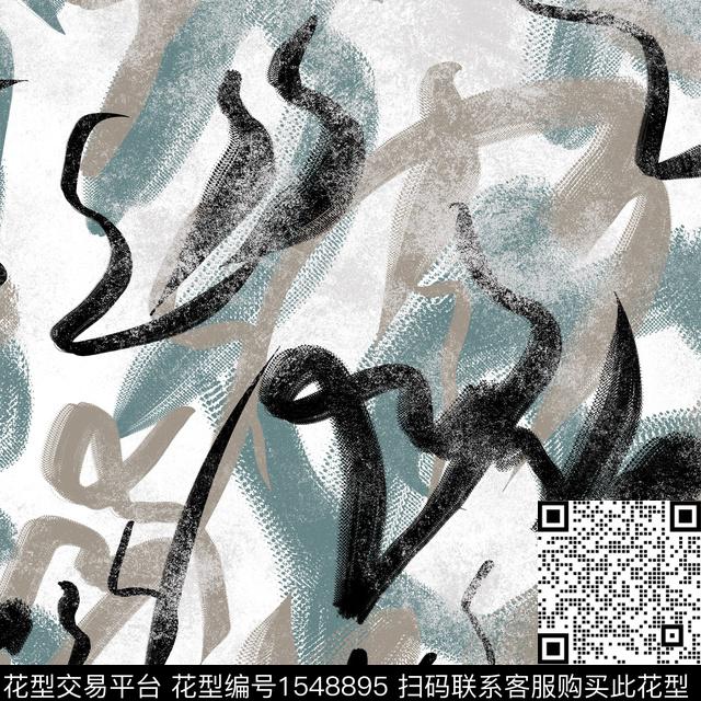 笔触抽象男装男装数码印花华亿平台下载（图片编号: 1548895） - 瓦栏（Walan）