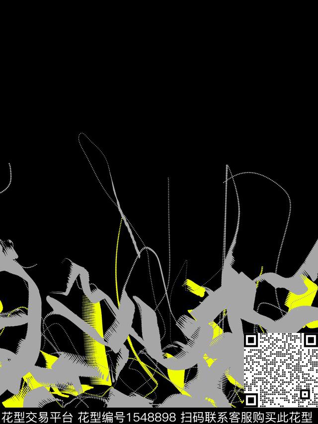 线条定位抽象男装数码印花华亿平台下载（图片编号: 1548898） - 瓦栏（Walan）