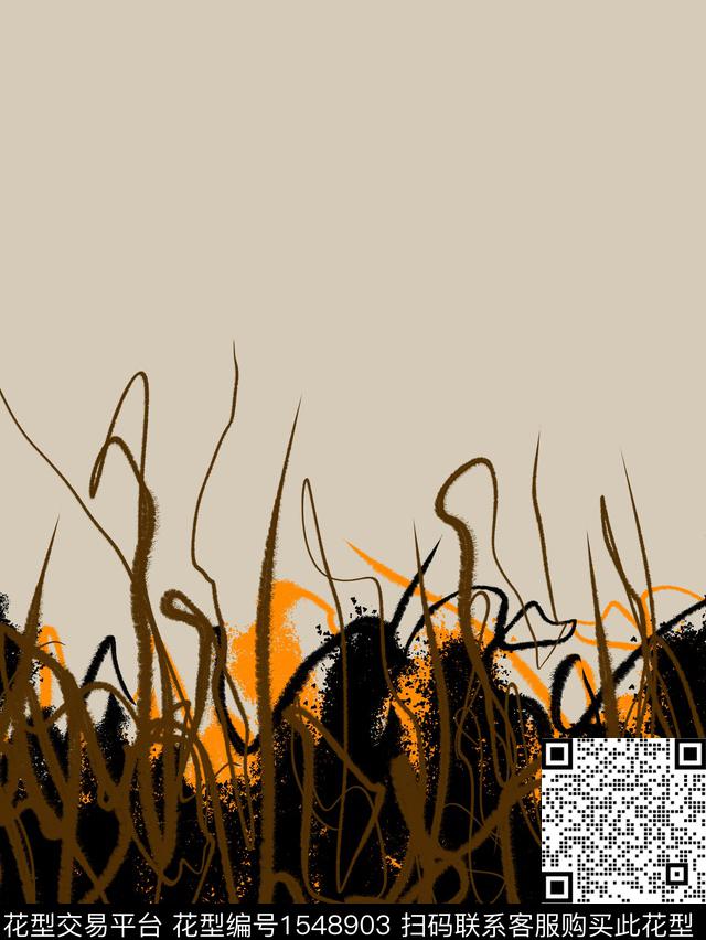 线条定位花抽象男装传统印花华亿平台下载（图片编号: 1548903） - 瓦栏（Walan）