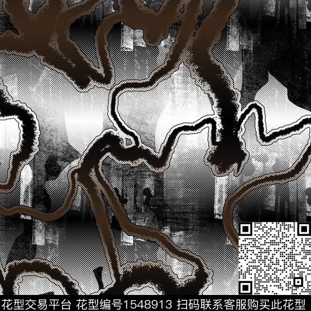 肌理线条抽象男装数码印花华亿平台下载（图片编号: 1548913） - 瓦栏（Walan）