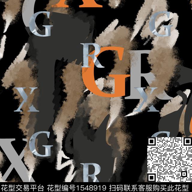 肌理字母抽象男装数码印花华亿平台下载（图片编号: 1548919） - 瓦栏（Walan）