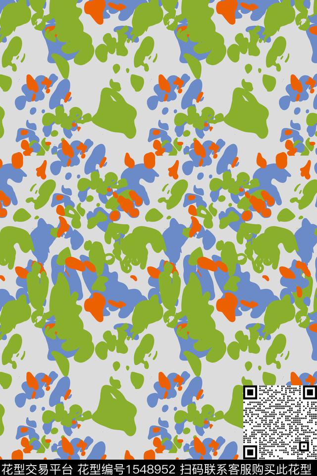 男装绿色抽象数码印花华亿平台下载（图片编号: 1548952） - 瓦栏（Walan）