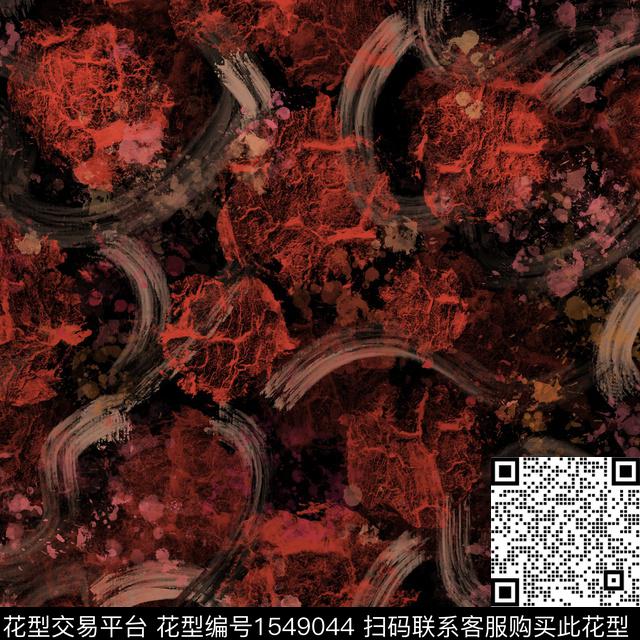 抽象笔触涂鸦数码印花华亿平台下载（图片编号: 1549044） - 瓦栏（Walan）