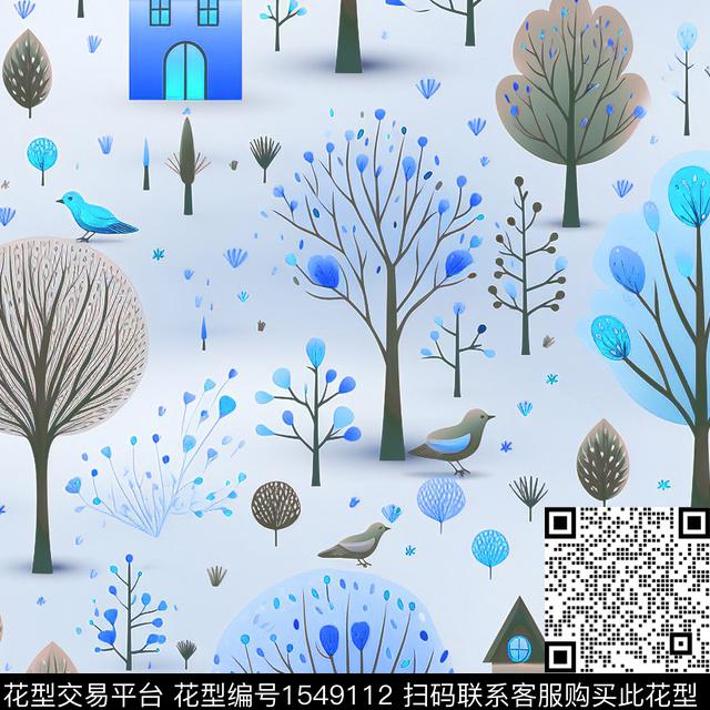 树房子鸟数码印花华亿平台下载（图片编号: 1549112） - 瓦栏（Walan）