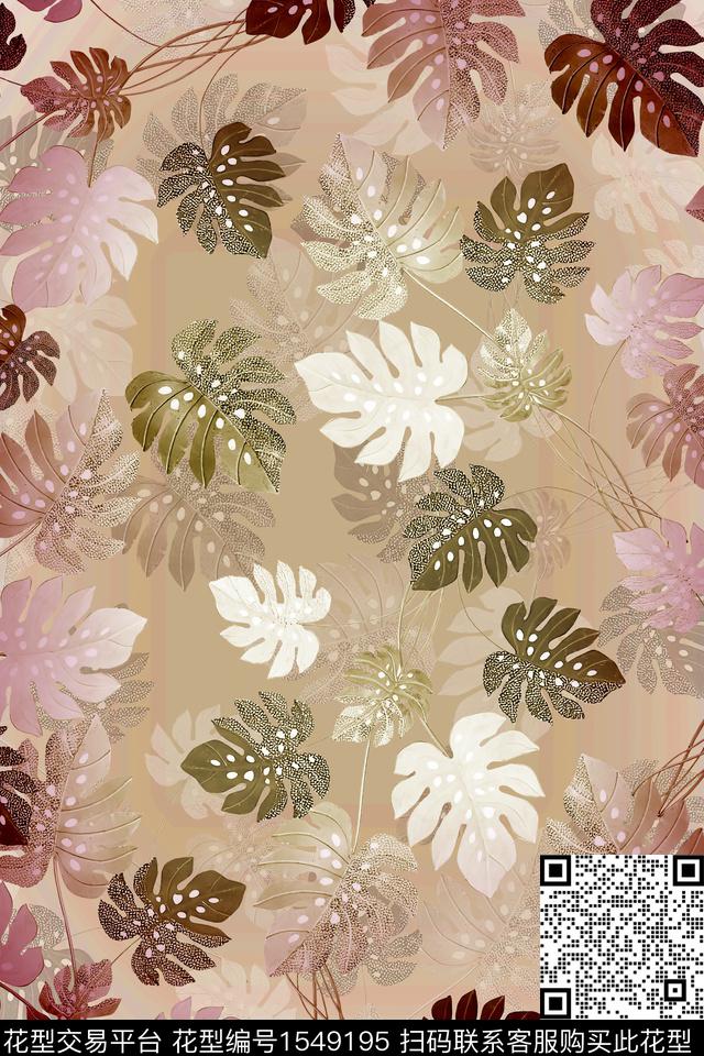 满版绿植树叶数码华亿平台数码印花华亿平台下载（图片编号: 1549195） - 瓦栏（Walan）