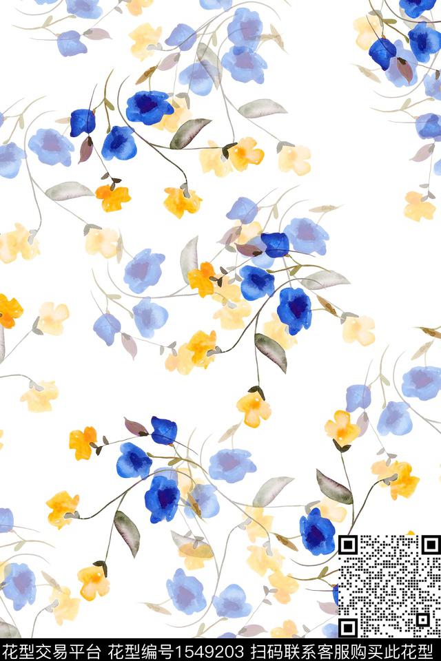 小清新清爽水彩数码印花华亿平台下载（图片编号: 1549203） - 瓦栏（Walan）