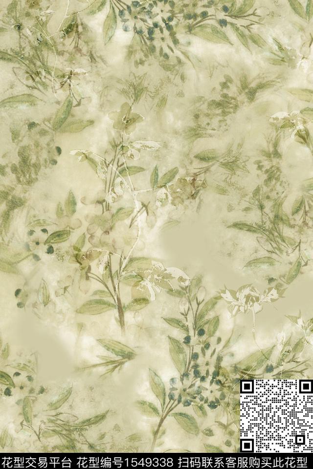 肌理创意抽象花卉数码印花华亿平台下载（图片编号: 1549338） - 瓦栏（Walan）