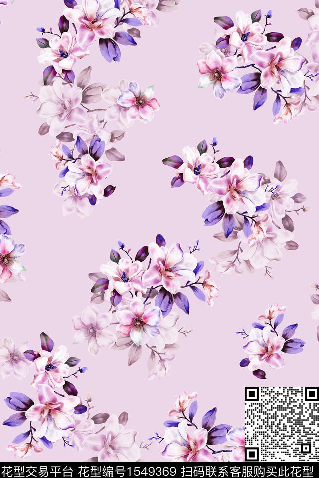 花卉散花年轻女性数码印花华亿平台下载（图片编号: 1549369） - 瓦栏（Walan）