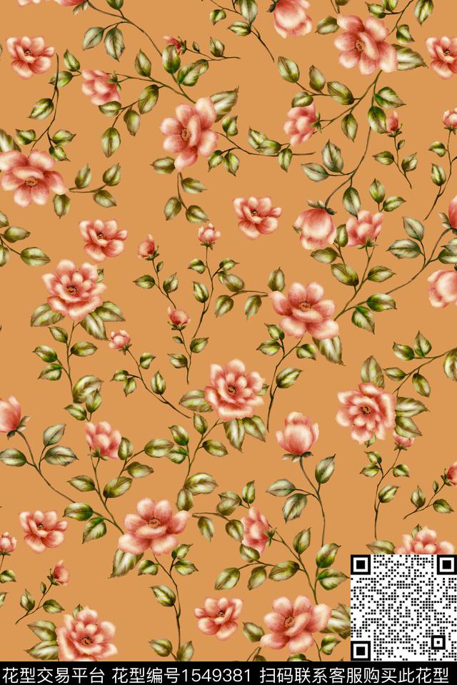 满版散花碎花花卉数码印花华亿平台下载（图片编号: 1549381） - 瓦栏（Walan）