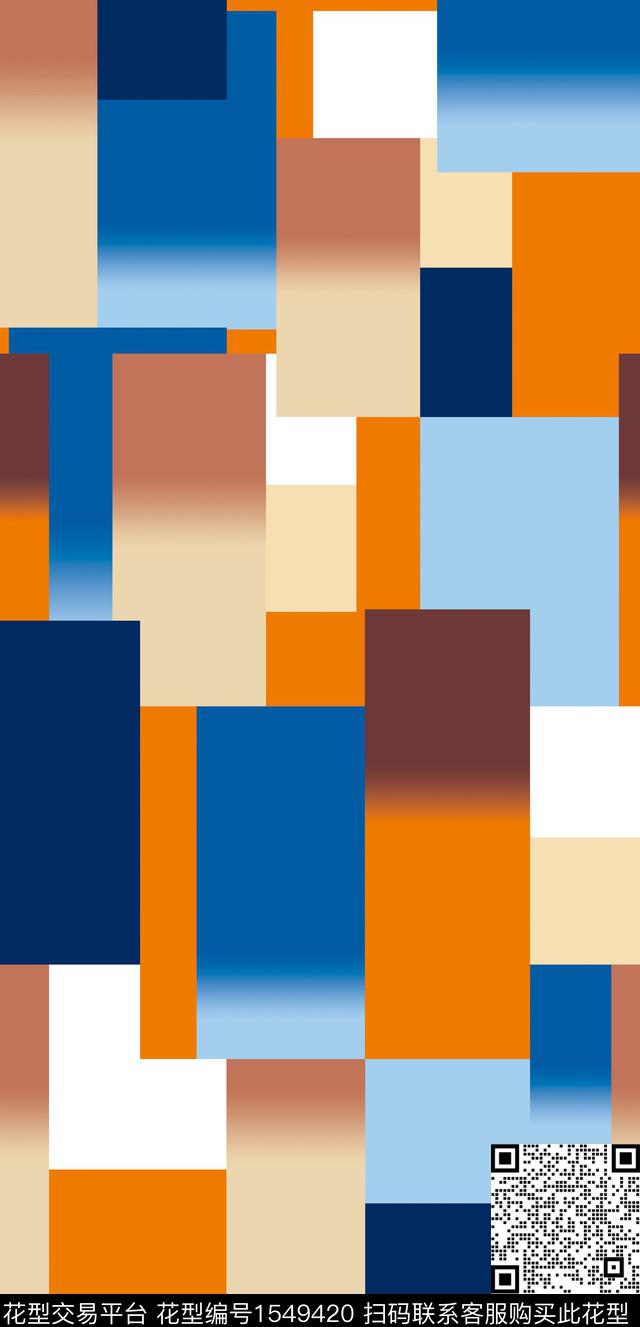 几何渐变格子数码印花华亿平台下载（图片编号: 1549420） - 瓦栏（Walan）