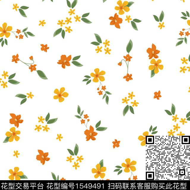 年轻女装小碎花花卉数码印花华亿平台下载（图片编号: 1549491） - 瓦栏（Walan）