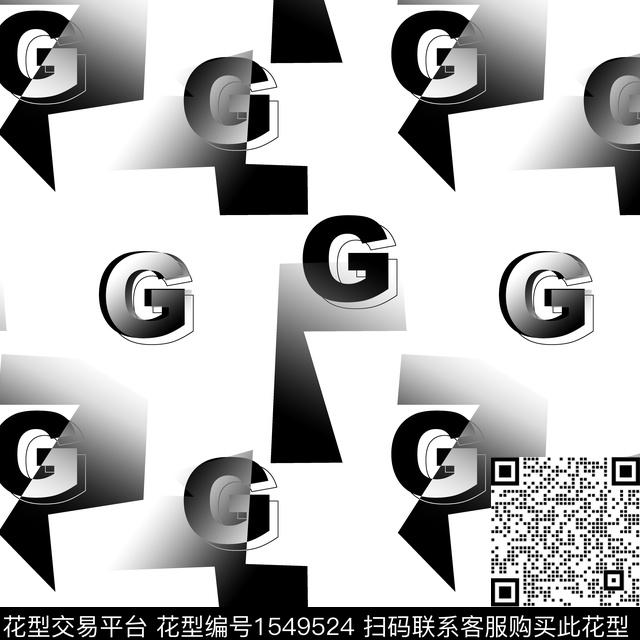 字母几何抽象男装传统印花华亿平台下载（图片编号: 1549524） - 瓦栏（Walan）