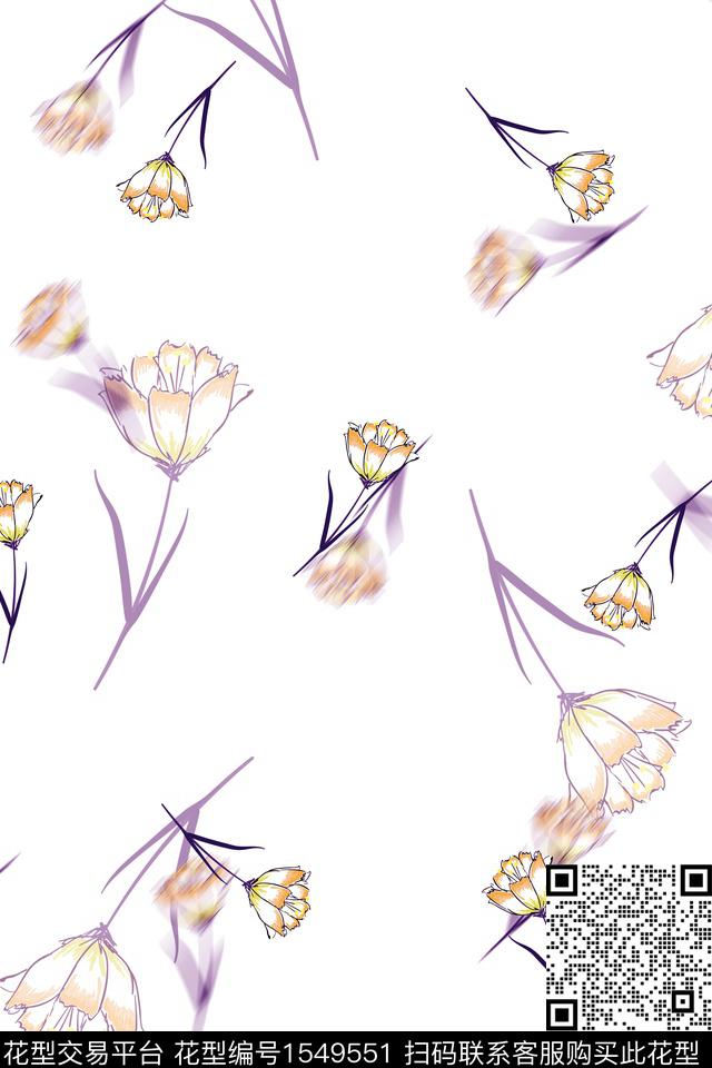 花卉虚影年轻女性数码印花华亿平台下载（图片编号: 1549551） - 瓦栏（Walan）