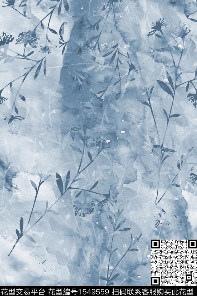 水彩花卉底纹数码印花华亿平台下载（图片编号: 1549559） - 瓦栏（Walan）