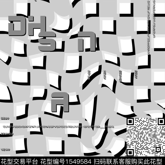 几何格子字母传统印花华亿平台下载（图片编号: 1549584） - 瓦栏（Walan）