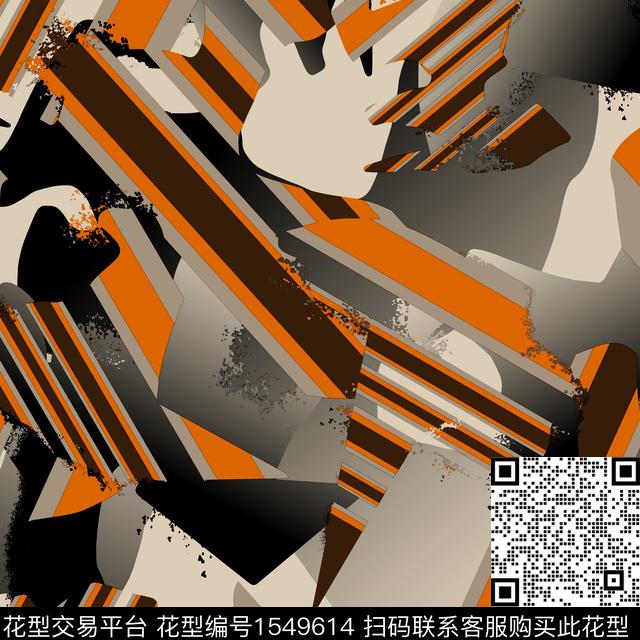 条纹几何抽象男装数码印花华亿平台下载（图片编号: 1549614） - 瓦栏（Walan）