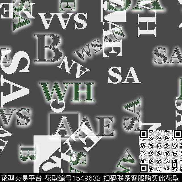 字母外发光男装数码印花华亿平台下载（图片编号: 1549632） - 瓦栏（Walan）