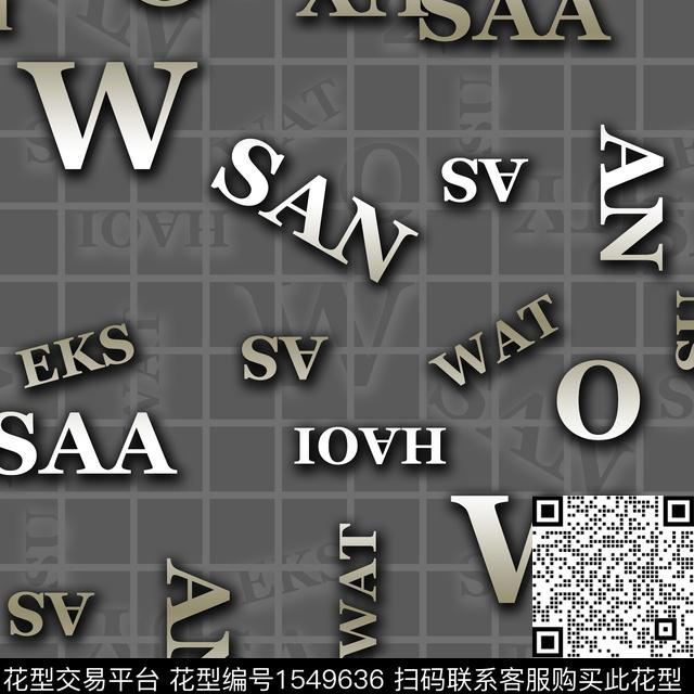 字母几何抽象男装传统印花华亿平台下载（图片编号: 1549636） - 瓦栏（Walan）