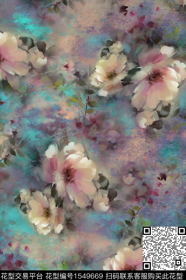 水彩中老年花卉数码印花华亿平台下载（图片编号: 1549669） - 瓦栏（Walan）
