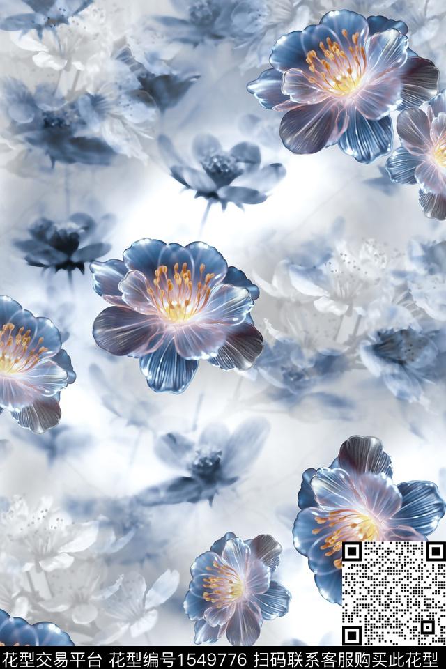 影花女装花卉数码印花华亿平台下载（图片编号: 1549776） - 瓦栏（Walan）