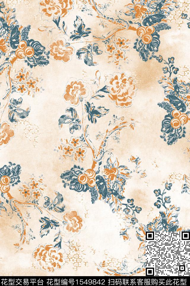 底纹女装花卉数码印花华亿平台下载（图片编号: 1549842） - 瓦栏（Walan）