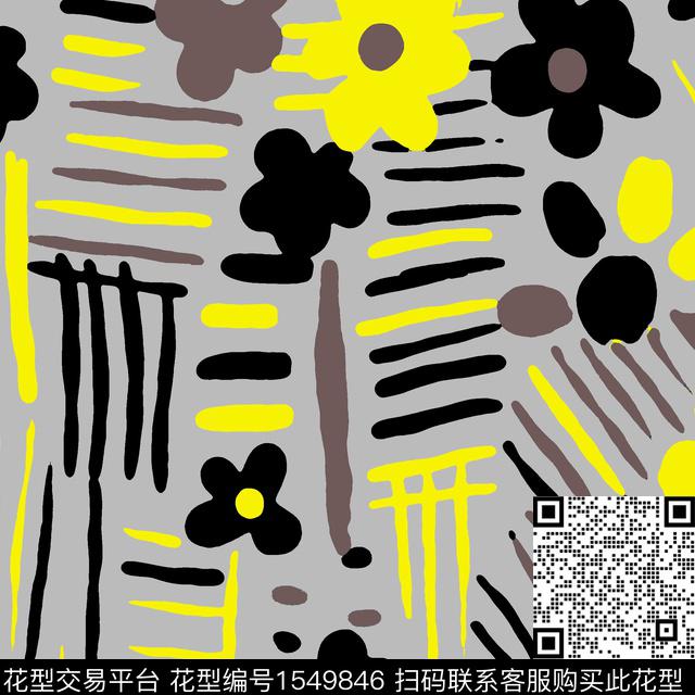 条纹花卉女装数码印花华亿平台下载（图片编号: 1549846） - 瓦栏（Walan）