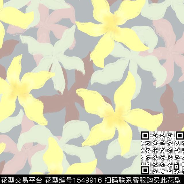 手绘花卉水彩花卉数码印花华亿平台下载（图片编号: 1549916） - 瓦栏（Walan）