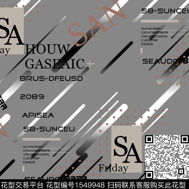 字母几何男装传统印花华亿平台下载（图片编号: 1549948） - 瓦栏（Walan）