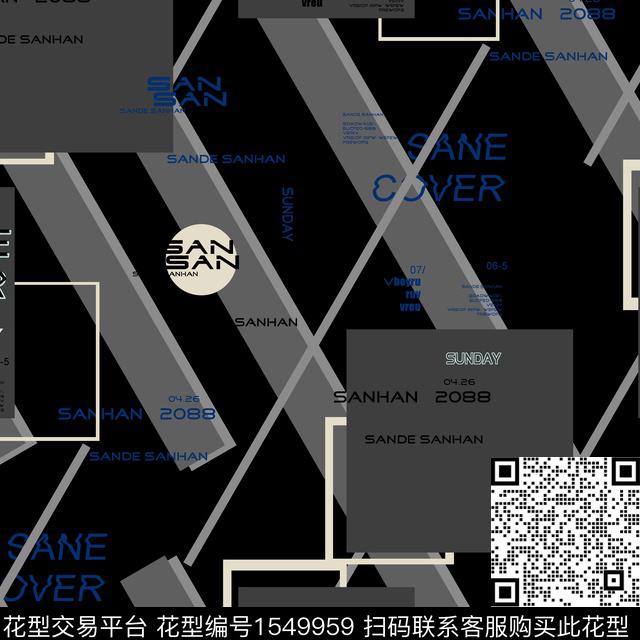 字母几何男装传统印花华亿平台下载（图片编号: 1549959） - 瓦栏（Walan）