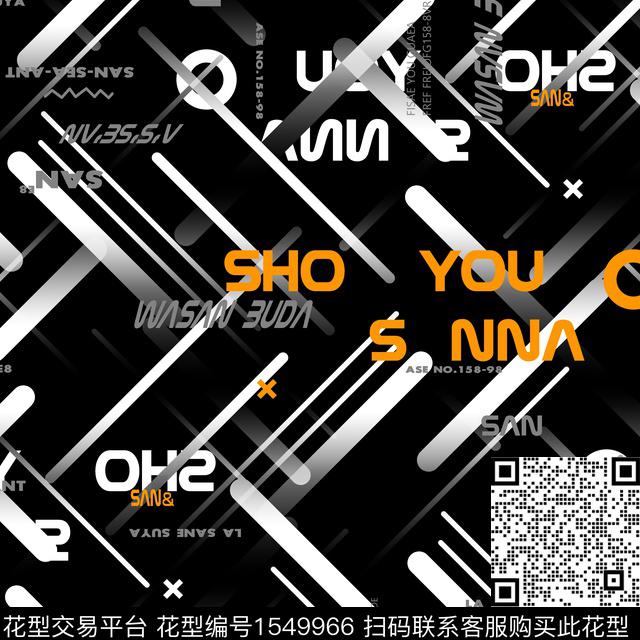 字母几何条纹数码印花华亿平台下载（图片编号: 1549966） - 瓦栏（Walan）