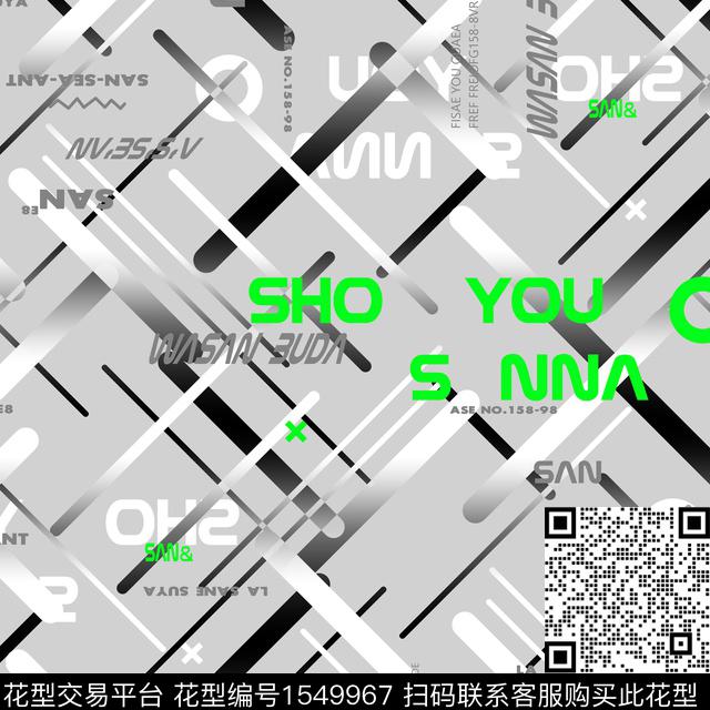 字母几何抽象男装传统印花华亿平台下载（图片编号: 1549967） - 瓦栏（Walan）