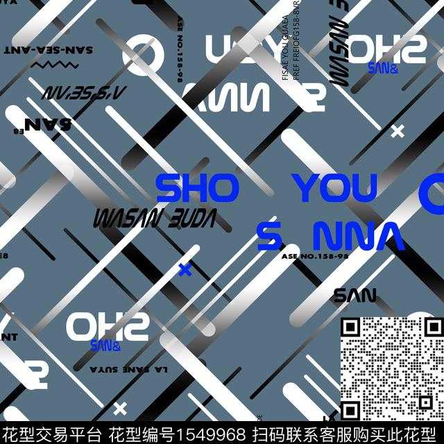字母几何抽象男装传统印花华亿平台下载（图片编号: 1549968） - 瓦栏（Walan）
