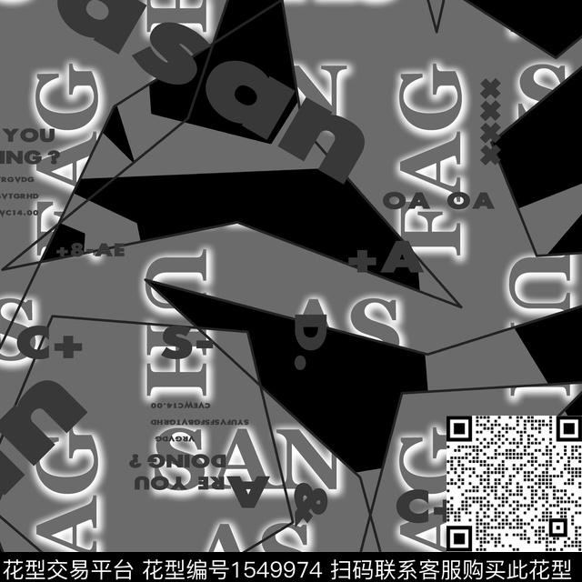 字母几何抽象男装传统印花华亿平台下载（图片编号: 1549974） - 瓦栏（Walan）